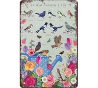 ACDOET British Garden Birds And Butterflies Aluminum Sign Vintage Cave Bar Home Wall Decor For Garden Kitchen Garage Bathroom Decor Coffee Bar Home Decor Butterfly Retro Poster 8x12 Inch