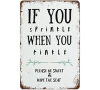 ACDOET Funny Bathroom Print If You Sprinkle When You Tinkle Shower Room Black And White Poster Wall Decor Funny Vintage Metal Aluminium Sign for Home Bathroom Garden Man Cave Coffee 12x16 Inch