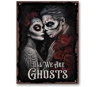 ACDOET Gothic Skull Couple Sugar Skull Printed Metal Sign, Wall Art, 12x16 Inch, Kitchen, Office, Dormitory
