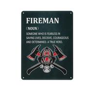 ACDOET Rustic Metal Tin Sign Fireman Definition Wall Art Prints,Christmas Thanksgiving Birthday Gifts For Fireman Men Boys,Firefighter Artwork Picture Poster Decor For Home Boy Room Office 12x16 Inch