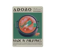 ACDOET Rustic Metal Tin Sign Funny Kitchen Print Decor Adobo Filipino Stew With Soy Sauce And Spices Art Wall Painting Posters Modern Home Kitchen Decoration 12x16 Inch