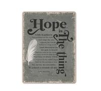 ACDOET Rustic Metal Tin Sign Hope Is The Thing With Feathers Emily Dickenson Quote American Author Poet Poem Motivational Quote Poetry Wall Art Wall Decor For Home Office School Classroom 12x16 Inch
