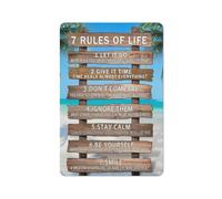 ACDOET Rustic Metal Tin Sign Inspirational Office Wall Art 7 Rules Of Life Print Posters Inspiring And Uplifting House Decor 8x12 Inch