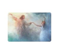 ACDOET Rustic Metal Tin Sign Jesus Wall Art Christian Picture Jesus Dancing With Girls Religious Poster Print Painting Artwork For Living Room Bedroom Aisle Decor 8x12 Inch