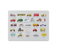 ACDOET Rustic Metal Tin Sign Kids Abc Transportation Alphabet Educational Wall Art Cartoon Vehicles Themed Decor For Home Kids Room Nursery Playroom Classroom,Gifts For Kids Boys Girls 12x16 Inch