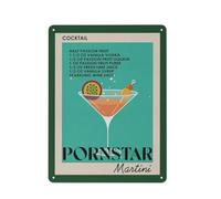 ACDOET Rustic Metal Tin Sign Modern Kitchen Wall Decor Art Retro Cocktail Pornstar Martini Print Vintage Drink Painting Poster For Home Bar Kitchen Wall Decoration 12x16 Inch