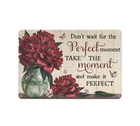 ACDOET Rustic Metal Tin Sign Red Climbing Rose, Pink Butterfly, Take The Moment And Make It Perfect Jesus Landscape Prints, Christian Wall Art For Bathroom Kitchen Home Decoration 8x12 Inch
