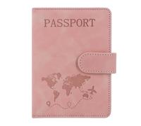 ACdream Passport and Vaccine Card Holder Combo, Cover Case with CDC Vaccination Card Slot, Leather Travel Documents Organizer Protector, with RFID Blocking, for Women and Men, A_Pink