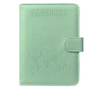 ACdream Passport and Vaccine Card Holder Combo, Cover Case with CDC Vaccination Card Slot, Leather Travel Documents Organizer Protector, with RFID Blocking, for Women and Men, *Agave Green