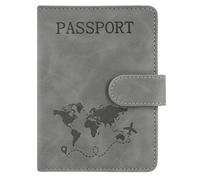 ACdream Passport and Vaccine Card Holder Combo, Cover Case with CDC Vaccination Card Slot, Leather Travel Documents Organizer Protector, with RFID Blocking, for Women and Men, A_Grey