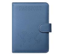 ACdream Passport and Vaccine Card Holder Combo, Cover Case with CDC Vaccination Card Slot, Leather Travel Documents Organizer Protector, with RFID Blocking, for Women and Men, *NaveBlueA400 Map Plane