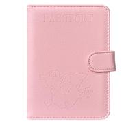 ACdream Passport and Vaccine Card Holder Combo, Cover Case with CDC Vaccination Card Slot, Leather Travel Documents Organizer Protector, with RFID Blocking, for Women and Men, *PinkA400 Map Plane