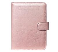 ACdream Passport and Vaccine Card Holder Combo, Cover Case with CDC Vaccination Card Slot, Leather Travel Documents Organizer Protector, with RFID Blocking, for Women and Men, *Rose Gold