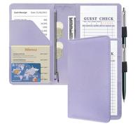 ACdream Server Books for Waitress, Guest Book Note Pad, Cute Pocket Leather Money Organizer Wallet, Cash Check Bill Receipt Holder Presenter, Waiter Accessories Fit Server Apron, Light Purple