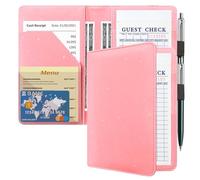 ACdream Server Books for Waitress, Guest Book Note Pad, Cute Pocket Leather Money Organizer Wallet, Cash Check Bill Receipt Holder Presenter, Waiter Accessories Fit Server Apron- Pink
