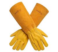 Acdyion Thorn Proof Gardening Gloves for Men & Women, Long Cowhide Leather Rose Pruning Gloves with Forearm Protection, Puncture Resistant Gauntlets for Cacti, Blackberries & Yard Work(yellow,Medium)