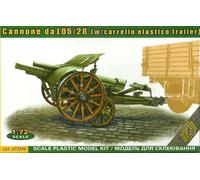 Ace 1/72 (20mm) Cannone da 105/28 With Carrello Elastico Trailer