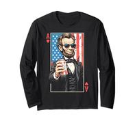 Ace Abe Funny 4th Of July Abraham Lincoln Beer Playing Card Long Sleeve T-Shirt