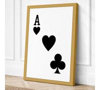 Ace and Hearts Geometric Canvas Wall Art Print 18x12 Inch