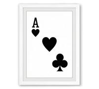 Ace and Hearts Geometric Framed Wall Art Print A4 (29.7×21cm) White, Wall Decor for Living Room, Bedroom, Office & Home, Ready to Hang, Art Gift