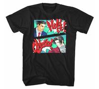 Ace Attorney Hold it Objection Men's T Shirt Phoenix Wright Edgeworth Top Black