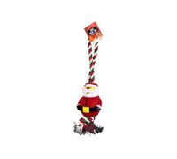 ACE CHRISTMAS SANTA SQUEAKY DOG ROPE TOY