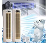 Ace Cooler Air Conditioner, Libiyi Cooling Ace, Shirem Cooling Ace, Outfany Cooling Ace Air Conditioner, Yodaer Cooling Ace, 3 Wind Speeds, for Room/Office/Kitchen (Rechargeable-Beige*2)