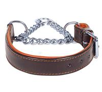 Ace Dog Collars Adjustable/Martingale K9 PADDED Half check Training Genuine Leather Dog Collar: fits up to 24" including chain (1" wide)