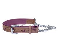 Ace Dog Collars Handcrafted ~ Adjustable PADDED Half check, Martingale Genuine Leather Dog Training Collar: (fits up to 22" including chain (1" wide) **Stainless Steel Chain**