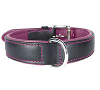 Ace Dog Comfy Leather Dog Collar Padded and lined with SOFT Lamb's Leather: (22" Collar- Will Fit 16" to 20" (1" Wide). (Suitable for Staffy Staffordshire Bull Terrier Bulldog and other breeds).
