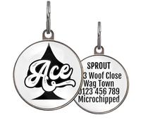 Ace Dog Tag - Add Any Name to Front & Text to Back - Personalised Playing Card Design - All Suits Available - 2 Sizes - Custom Poker Theme Pet ID Tag
