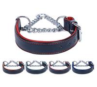 Ace Dog Training Collar Adjustable PADDED Half check/Martingale Leather Collar: (fits up to 20" including chain (1" wide).