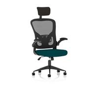 Ace Executive Mesh Back Office Chair With Folding Arms Bespoke Fabric Seat Maringa Teal - KCUP2002