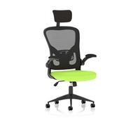 Ace Executive Mesh Back Office Chair With Folding Arms Bespoke Fabric Seat Myrrh Green - KCUP2003
