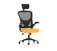Ace Executive Mesh Back Office Chair With Folding Arms Bespoke Fabric Seat Senna Yellow - KCUP2004