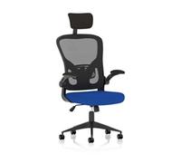 Ace Executive Mesh Back Office Chair With Folding Arms Bespoke Fabric Seat Stevia Blue - KCUP2005