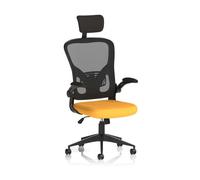 Ace Executive Mesh Chair With Folding Arms Bespoke Colour Seat Senna Yellow