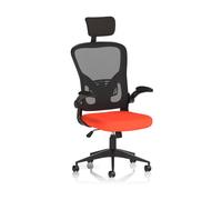 Ace Executive Mesh Chair With Folding Arms Bespoke Colour Seat Tabasco Orange