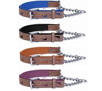 Ace Half Check/Martingale Adjustable PADDED Leather Dog Collar: (fits up to 22" including chain (1" wide).