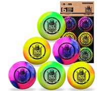 ACE HOCKEY Rainbow Street Hockey Balls - 6-Pack with Mesh Bag - No-Bounce Outdoor Play Balls for Street, Roller & DEK Hockey - Official Size 2 5/8" - High Visibility Bright Colors - PVC Build
