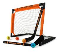ACE HOCKEY - Shinny Hockey Set - Complete 2-Player Indoor/Outdoor Kit - Knee Hockey Goal Set (1) Goal, (2) Mini Sticks, and (4) Foam Balls - Mini Hockey Set