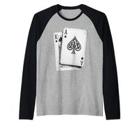 Ace King Blackjack Playing Cards Poker Casino Gambler Raglan Baseball Tee