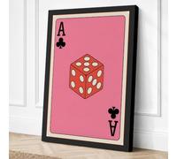 Ace of Clubs with Die Graphic Canvas Wall Art Print 18x12 Inch (46 x 30 cm)