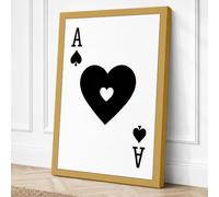 Ace of Hearts Geometric Canvas Wall Art Print 24x16 Inch