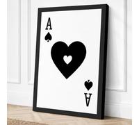 Ace of Hearts Geometric Canvas Wall Art Print 30x20 Inch