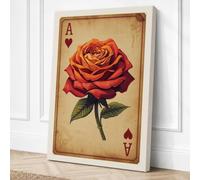 Ace of Hearts Vintage Canvas Wall Art Print 36x24 Inch