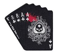Ace of Spade Dead Mans Hand Skull Spade Iron on Patch 4.0 Inch