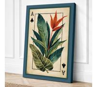 Ace of Spades Botanical Canvas Wall Art Print 24x16 Inch | Teal | Ready to Hang, Gallery Wrapped, Fade-Resistant Inks, Securely Packaged, UK Made