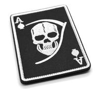 Ace of Spades Grim Reaper Morale Patch w Skull Hook and Loop Fabric Playing Card Death Badge 10cm x 7cm British Forces Airsoft Black