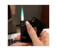 Ace of Spades Lighter - Black & Gold Refillable Jet, Windproof, Adjustable Green Flame, Built-in Light